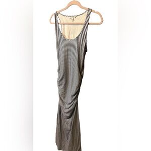 Victoria’s Secret Blue White Striped Ruched Tank Midi Dress Size Medium Bodycon